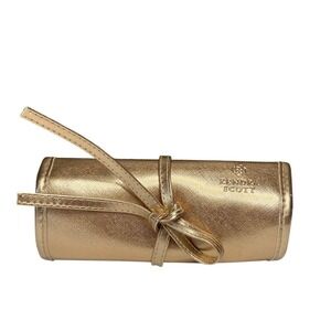 Kendra Scott Metallic Gold Jewelry Roll Travel Organizer Case Ring Bar Pockets